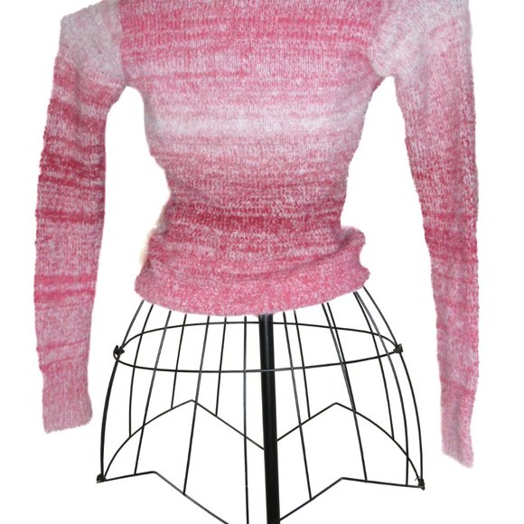 Body Central Pink & White Gradient weave soft sweater extra-long sleeves small - Picture 10 of 12